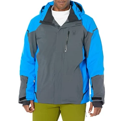 Image of Spyder Men&#039;s Copper Insulated Ski Snow Hooded Jacket, Ebony Collegiate, XXL