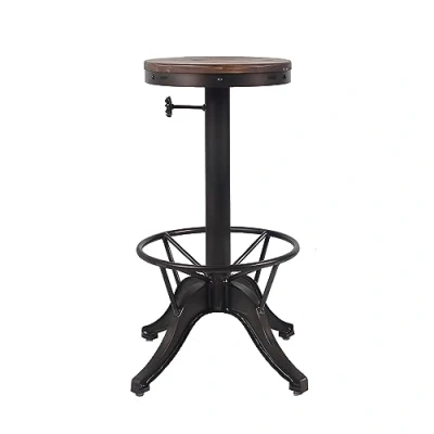 Image of BrackenStyle Benton Commercial Tall Bar Stool For Restaurants,Pubs, Bars &amp; Cafes Durable Steel Frame with Wooden Seat Top Indoor Use