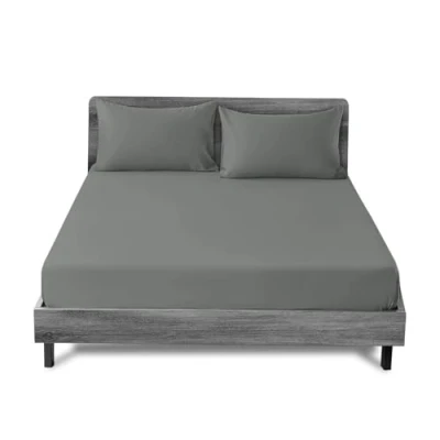 Image of GC GAVENO CAVAILIA Egyptian Cotton Fitted Sheet Double Anti Wrinkle, Deep Pocket 25Cm 10 Inche Grey Bedding Satin Stripe 200 Thread Count Bed Sheets