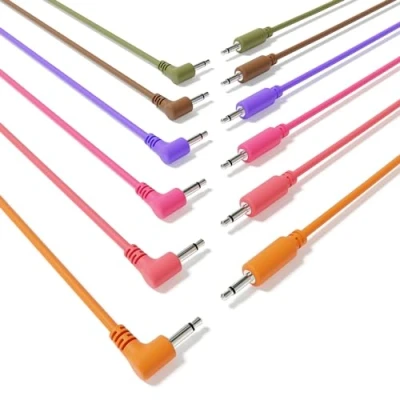 Image of ExcelValley 6B Pack Hybrid Mono Modular Patch Cables TS 3.5mm 1/8&quot;Eurorack Synth Synthesizer [15cm 6&quot;]