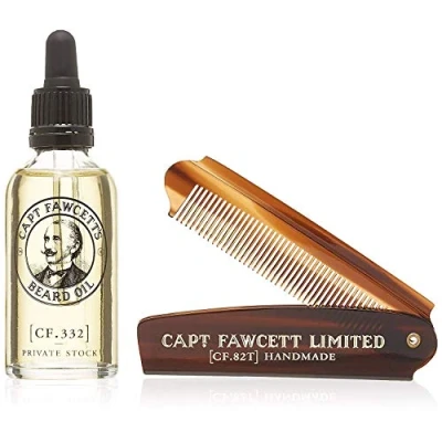 Image of Captain Fawcett Beard Oil &amp; Folding Pocket Comb Gift Set