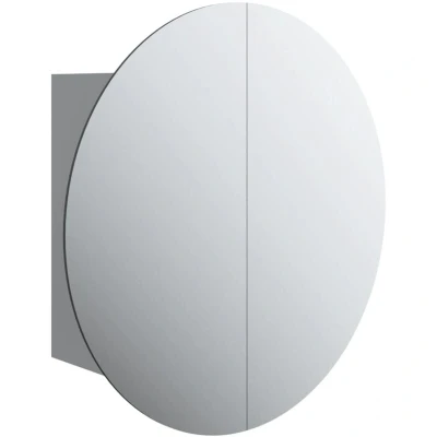 Image of vidaXL Bathroom Cabinet with Round Mirror and LED Grey 47x47x17.5 cm