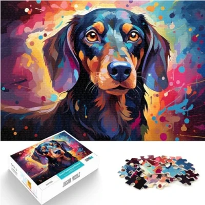 Image of Jigsaw Puzzles for Adults 1000 Piece，Fantasy colorful dachshund，for Family Wooden Puzzle，is ideal，Size：50x75cm
