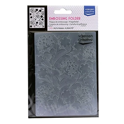 Image of Vaessen Creative Embossing Folder, Dandelion 5,7x4,25x0,19 inches, 1 Unit, for Birthday, Birth, Christmas Cards and Paper Crafts