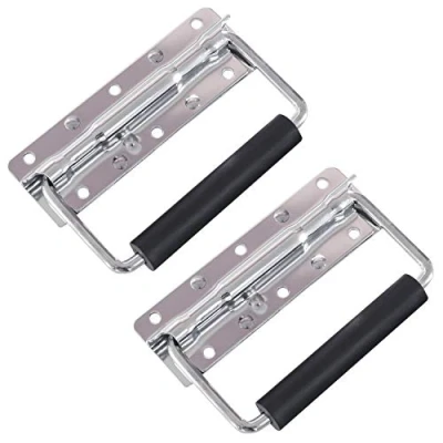 Image of HMF 14990 09 Cheast Handle for Boxes Set of 2 Spring Loaded 12,5 x 4 cm Silver Galvanized