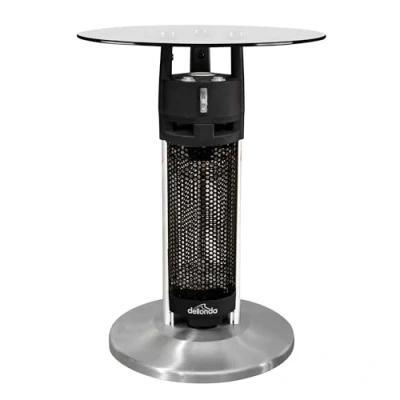 Image of Dellonda Bistro Table with 1200W Heater, 65cm, Black/Stainless Steel