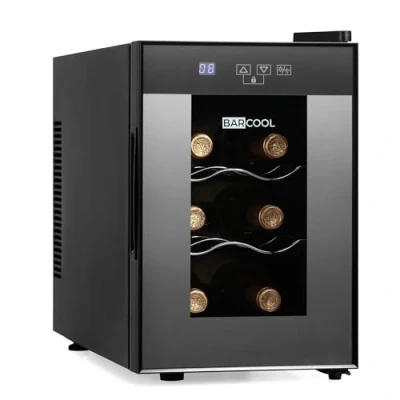 Image of Barcool VINO6 Table Top Wine Fridge Black 5 18C Cooler LED + Digital Display Glass Door Drinks Cellar Single Zone (6 Bottle)