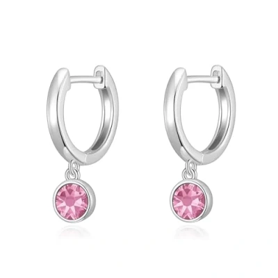 Image of Philip Jones Pink Crystal Hoop Earrings Created with Zircondia® Crystals