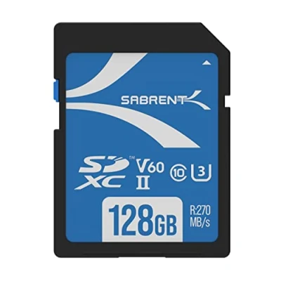 Image of SABRENT SD Card 128GB V60, UHS II SDXC, Memory card, Class 10, U3, Full HD &amp; 8K UHD 270MB/s for professional photographers, videographers, vloggers (SD TL60 128GB)