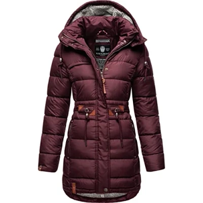 Image of Navahoo Daliee Women&#039;s Winter Coat Quilted Jacket Short Warm Lined Removable Hood XS XXL, Wine Red, XXL