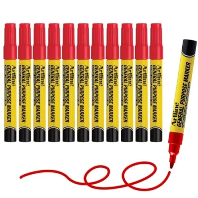 Image of Artline General Purpose Red Marker Pen (pack of 12) (Red)