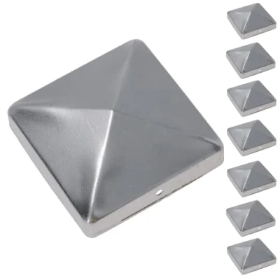 Image of Metal Fence Post Caps for Posts 75mm x Protector Cover Silver 8pc