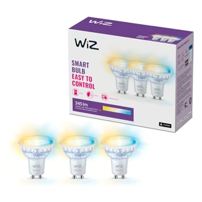 Image of WiZ Smart LED Glass Bulb, GU10, 50W, Shades of White, Connected WiFi Works with Alexa, Google Assistant &amp; HomeKit, App Control for Home Indoor Lighting, Bedroom, Energy Monitoring, 3 Pack