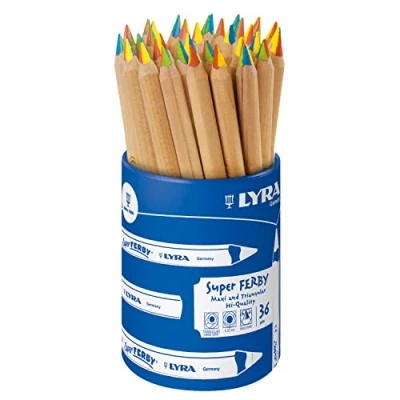 Image of LYRA Super Ferby Chunky Colouring Pencils, 4 Colour Lead, 36 Pieces, Schoolpack, Ideal for Young Children and Primary Schools