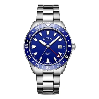 Image of Rotary Gents Stainless Steel Blue GMT Analogue Wrist Watch