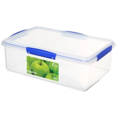 Image of Sistema KLIP IT Food Storage Container 7 L Stackable &amp; Airtight Fridge/Freezer Box with Lid BPA Free Plastic Blue Clips 1 Count