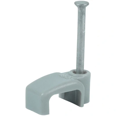 Image of 100 x Flat &amp; Twin Cable Clips Grey to fit 2.5mm