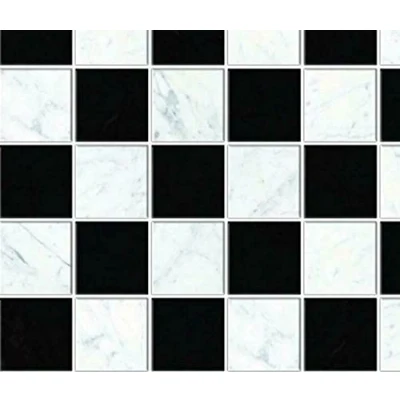 Image of Melody Jane Dolls House Black &amp; White Floor Tiles Miniature 1:12 Flooring Gloss Card Sheet