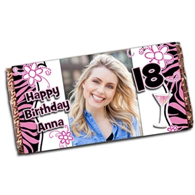 Image of Personalised Happy Birthday Milk Chocolate Bar 18th 21st 30th 40th 50th 60th N26 Any Age