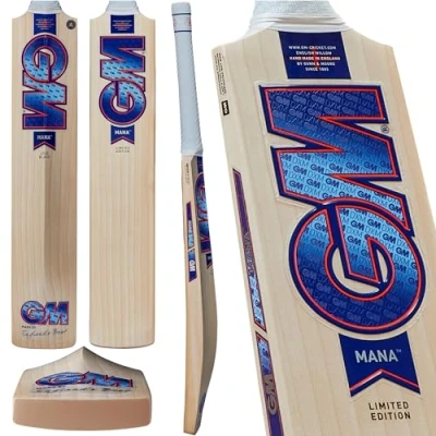 Image of Gunn &amp; Moore GM Cricket Bat Mana 909 Unbleached Grade 1 English Willow DXM, ToeTek and NOW! Full Size Short Handle Suitable for Players 175cm / 5&#039; 9&quot; over