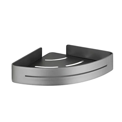 Image of WENKO Montella Corner Shelf Made of Rustproof Aluminium for Storing Bathroom Utensils 30 x 5 22 cm Anthracite