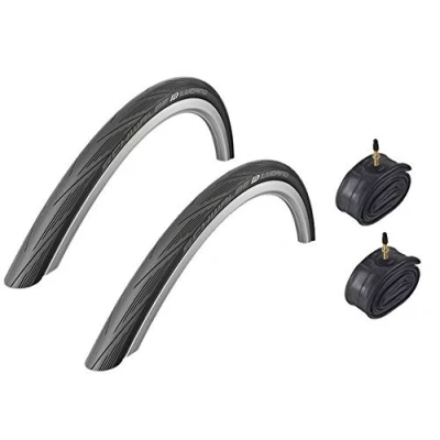 Image of Schwalbe Lugano BLACK 700 x 23c Kevlar Active Line Road Bike Tyres &amp; Inner Tubes 2016 Model