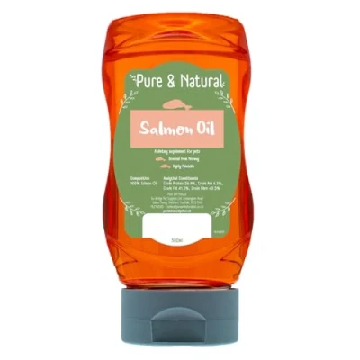 Image of Pure &amp; Natural Salmon Oil for Dogs Cats, 300ml Omega 3 Fish Cats and Dogs, Cat Joint Supplement Dog Supplements Itchy Skin Coat Care