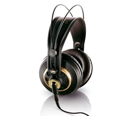 Image of AKG K240 Studio Professional Semi Open, Over Ear Headphones, High Performance design, 3.5mm and 1/4&quot; adapters, self adjusting headband Black Gold