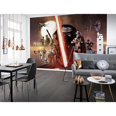 Image of Komar Star Wars EP7 The Force Awakens Collage Wallpaper Mural, Vinyl, Multi Colour, 368x0.2x254 cm