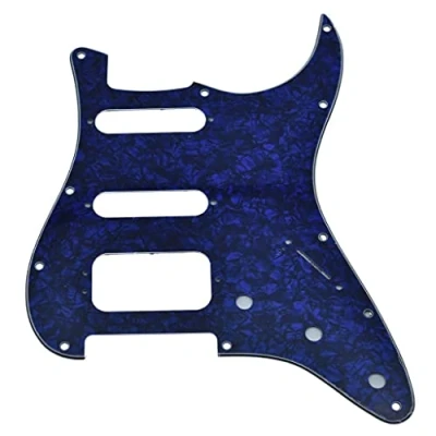 Image of Dopro 11 Hole Strat HSS Guitar Pickguard 3 Screw Humbucking Pickup Mount Fits American Fender Stratocaster Blue Pearl