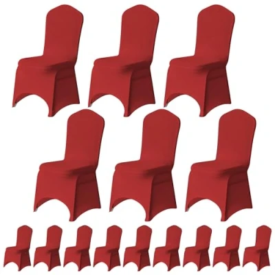 Image of Trimming Shop Spandex Red Chair Cover Stretch Fabric Removable Washable Protective Slipcovers for Weddings Banquets Ceremony Hotel Dining Parties Décor, 20pcs