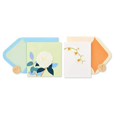 Image of Papyrus Elegant Blank Cards with Envelopes, Rose and Orchid (2 Count)