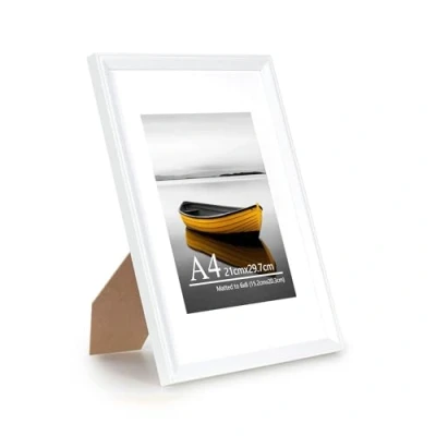Image of Baoee A4 white Two Tone Picture frame with 6x8 Mount,photo acrylic glass, Frame,Poster Frame, certificate frame,Wall Mountable