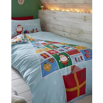 Image of Catherine Lansfield Countdown To Easy Care Single Duvet Set Light Blue