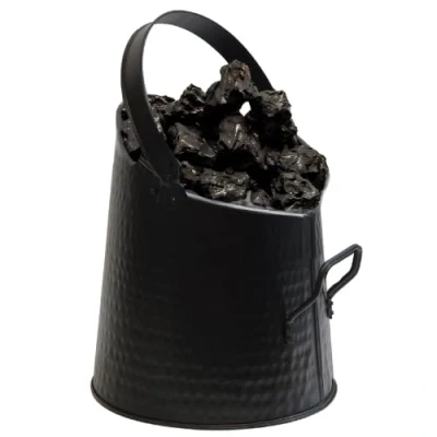 Image of Trendi Heavy Duty Anthracite Coal Hod, Bucket Scuttle Black for Fireplace Fire Side (Small Hammered HOD/Bucket)