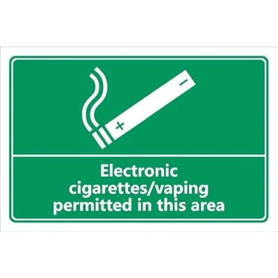 Image of Electronic cigarettes/vaping permitted in this area, safety sign 1mm flexible Plastic (300mm x 200mm)