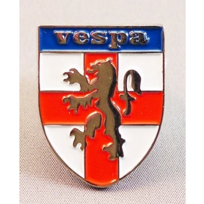 Image of Metal Enamel Pin Badge Scooter Vespa England St. George Shield
