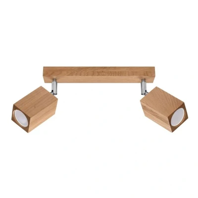 Image of Keke Oak Square Twin Ceiling Spotlight Wood, 2x GU10