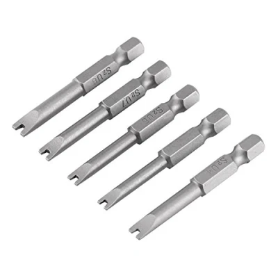 Image of Hilitand 5pcs 50mm Long U Shaped Screwdriver Bits S2 Alloy Steel 1/4&quot; Hex Shank Magnetic Set