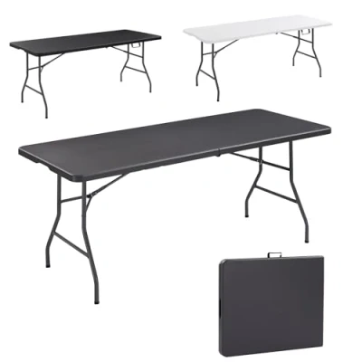 Image of Arebos Folding Buffet Table, 182 x 74 cm, Weatherproof Garden Party Table for Garden, Patio and Balcony, 8 People, Camping with Carry Handle, Anthracite