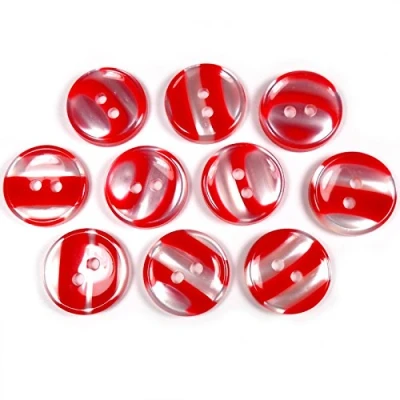 Image of Marble Stripe Humbug Candy Look Round Buttons Pack of 10 (13mm, Red)