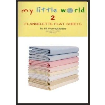 Image of My Little World Nursery Baby 2 Pack Flannelette Flat Sheet Pram/Moses, Cot (Cream, Pram/Moses)