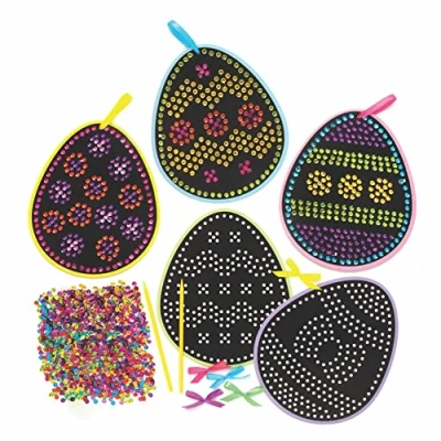 Image of Baker Ross Easter Egg Sequin Decorations Pack of 5, Crafts for Kids (AX780)