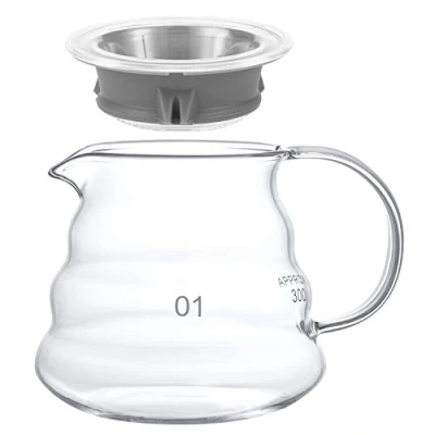 Image of Clear Glass Coffee Carafe Portable Heat Resistant Pot Serving Jug for Moka Hand Pour Drip Kettle Teapot Cup with Handle 360ML