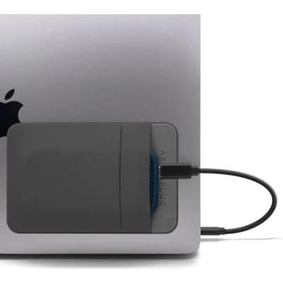Image of Afterplug 2 Pocket Adhesive Pouch for Laptop, Compatible with External Portable SSD, Magic Mouse, USB Cable and More Gray
