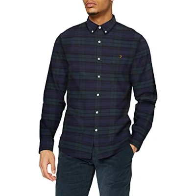 Image of Farah Men&#039;s Brewer Slim FIT Cotton Oxford Shirt, Woodland Pine, S