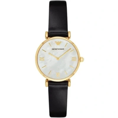 Image of Emporio Armani Watch for Women, Two Hand Movement, 32 mm Gold Stainless Steel Case with a Leather Strap, AR1910