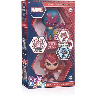 Image of WOW! PODS Avengers Collection Vision and Scarlet Witch Superhero Light Up Bobble Head Figures Official Marvel Collectable Toys &amp; Gifts, Twin Pack