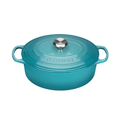 Image of Le Creuset Signature Teal Cast Iron 27cm Oval Casserole