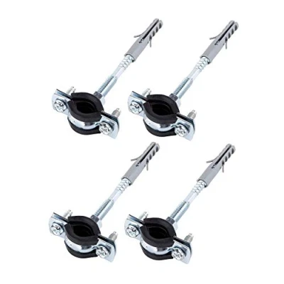 Image of (Pack of 4 pcs) Anti Vibration Single Metal Pipe Brackets Clips Clamps Rubber Lined for Ø 15 19 mm Pipes (4)